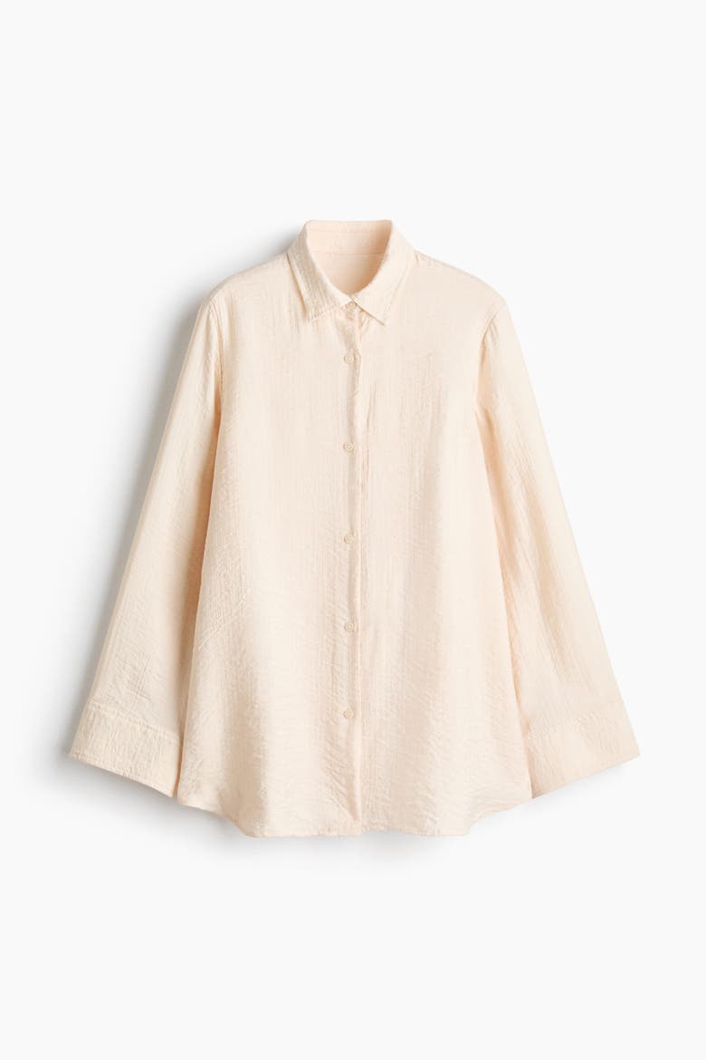 Crinkled Viscose-blend Shirt, Alternate, color, Light beige