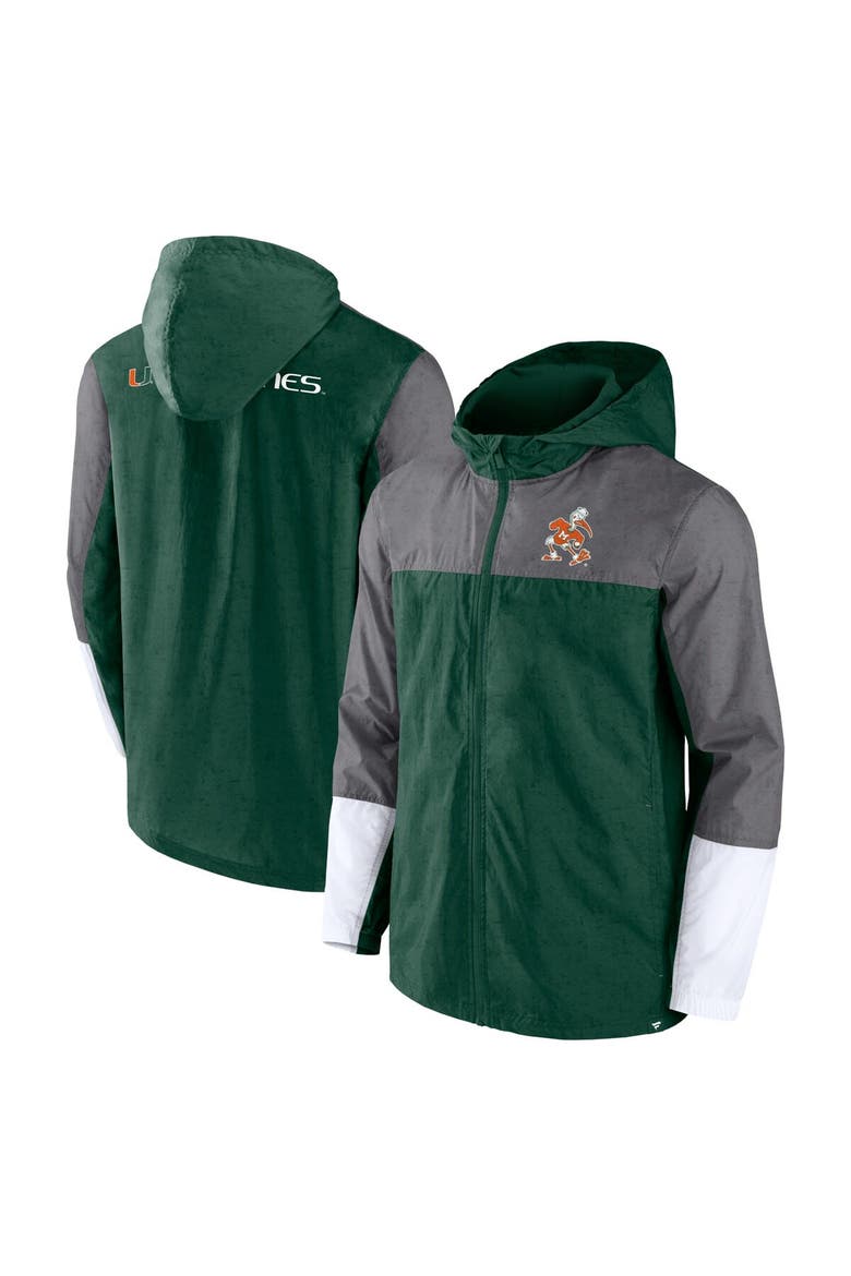 Men's Fanatics Branded Green/Gray Miami Hurricanes Game Day Ready Full-Zip Jacket, Main, color, Green
