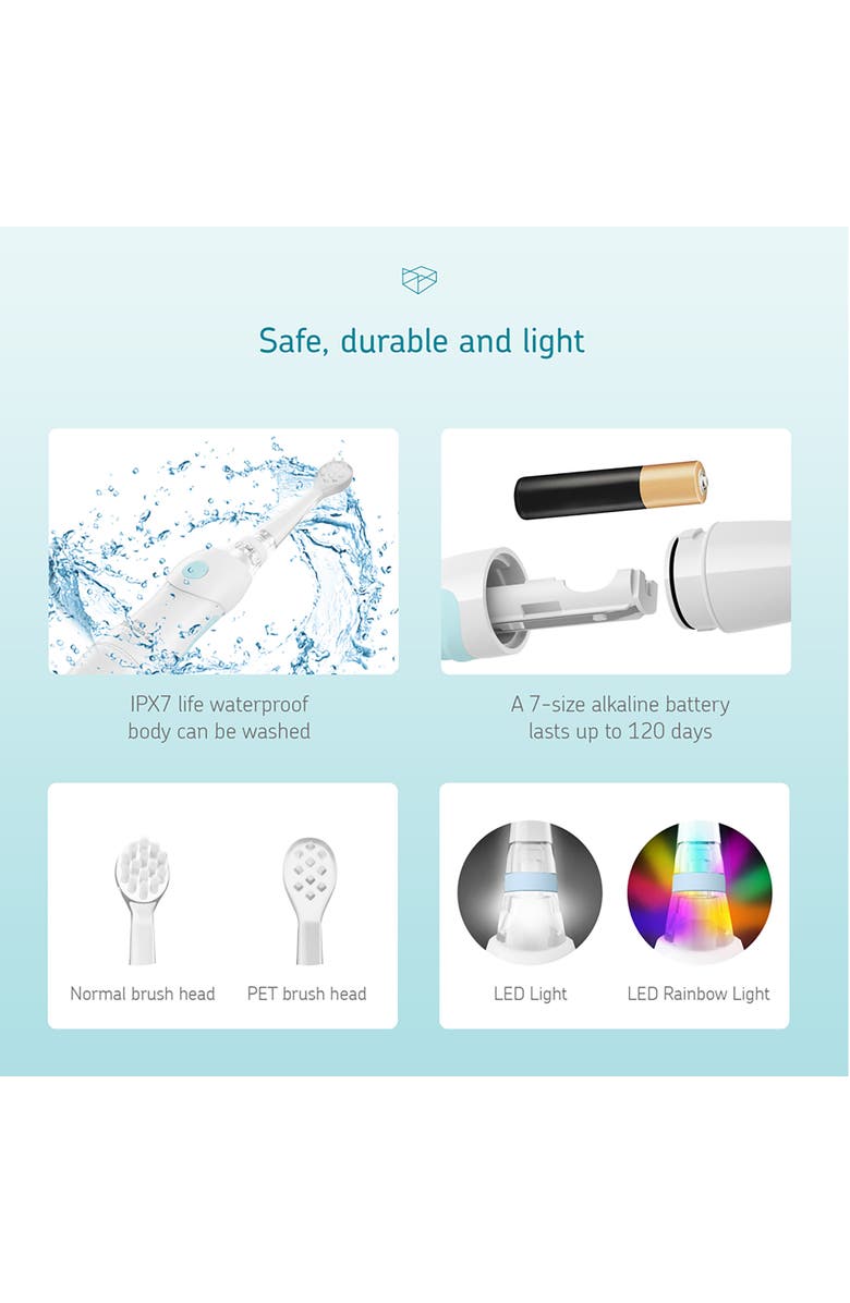 Little Martin's Baby Electric Toothbrush Pink, Sonic Vibration, Lights, Timer, Alternate, color, White