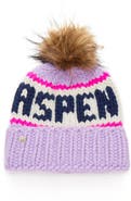 Lele Sadoughi Aspen Faux Fur Pompom Merino Wool Beanie