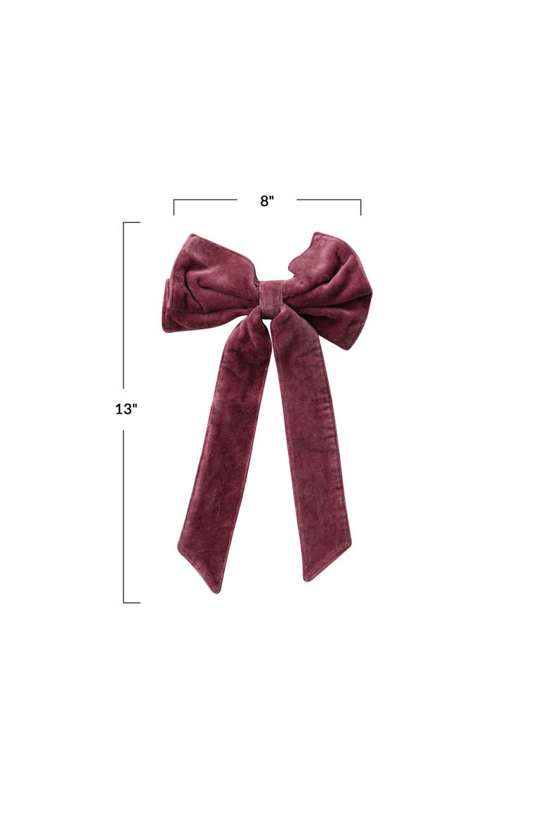 Cotton Velvet Artisan Bow Clip, Alternate, color, Burgundy