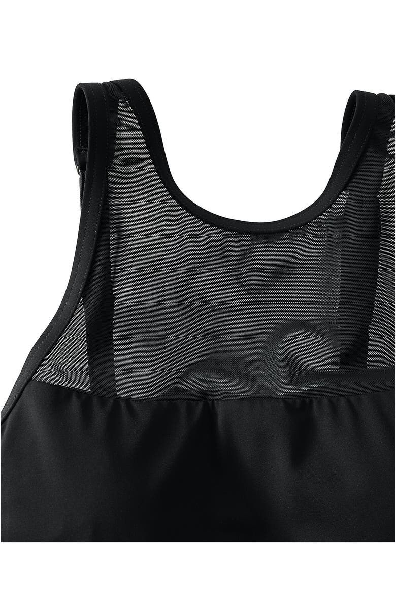 Lands' End Chlorine Resistant Smoothing Control High Neck Tankini Swimsuit Top, Alternate, color, Black