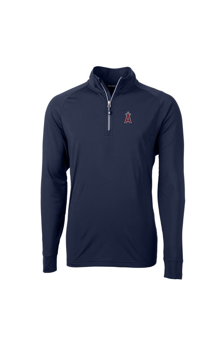 Cutter & Buck Men's Cutter & Buck  Navy Los Angeles Angels Adapt Eco Knit Stretch Recycled Quarter-Zip Pullover Top, Alternate, color, 