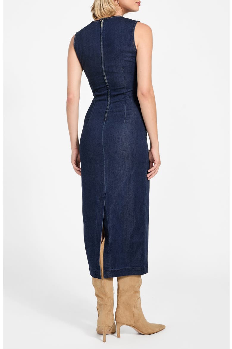 Dahlia Sleeveless Denim Midi Dress, Alternate, color, OAKLYNN BRIGHT BLUE