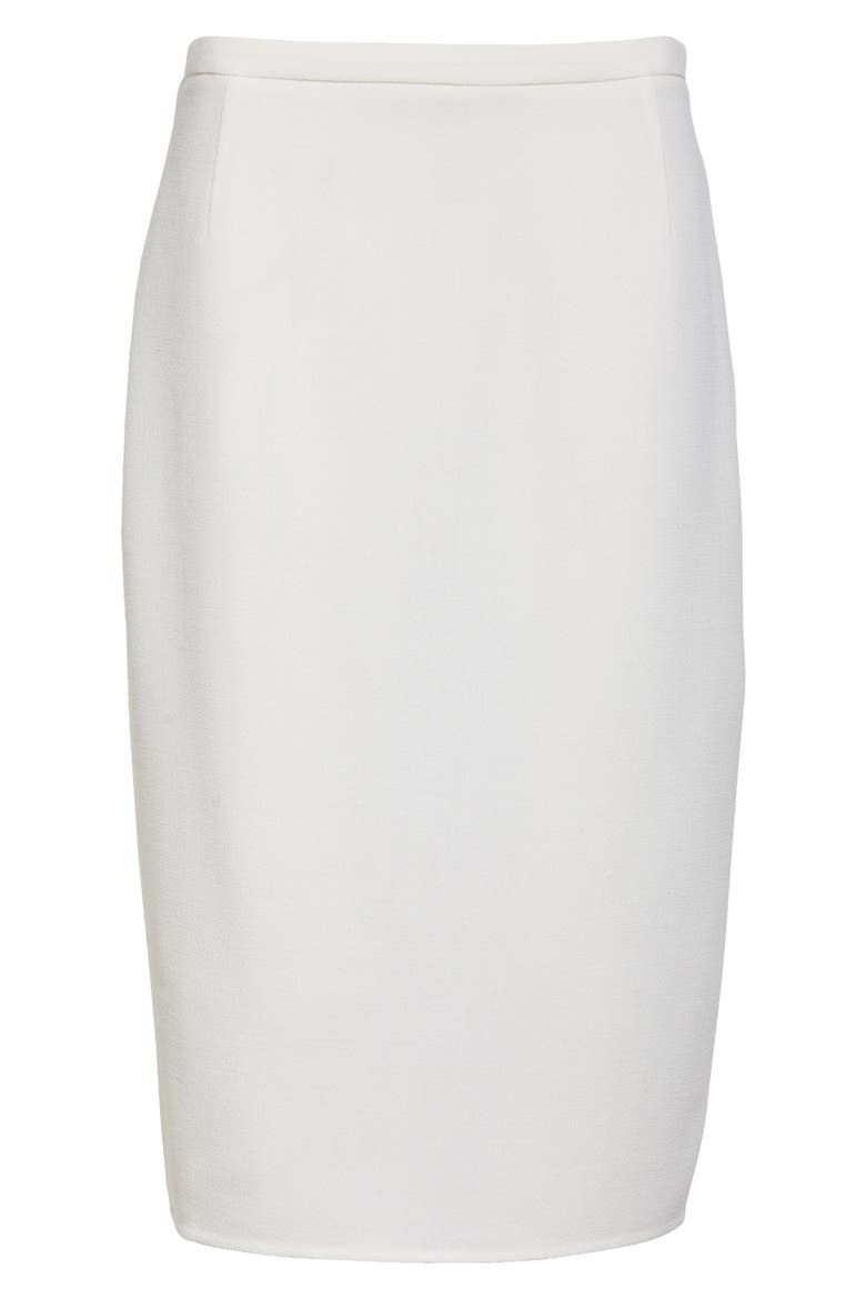 Double Face Virgin Wool Crepe Pencil Skirt, Alternate, color, ECRU