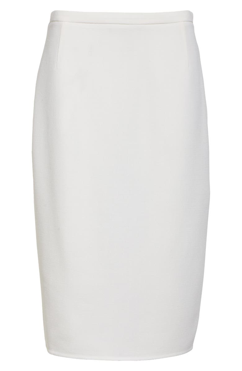 Akris Double Face Virgin Wool Crepe Pencil Skirt, Alternate, color, Ecru