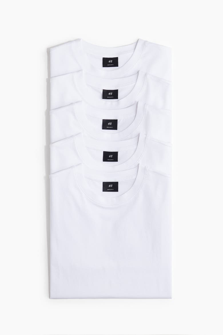 5-pack Regular Fit T-shirts, Main, color, White