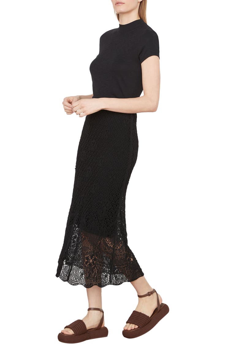 Floral Lace Maxi Skirt, Alternate, color, BLACK