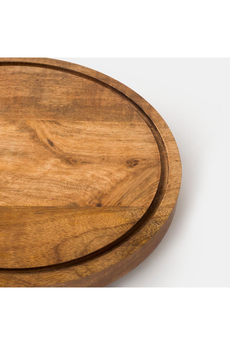 Handcrafted Mango Wood Rotating Cake Stand, Alternate, color, Natural Mango Wood