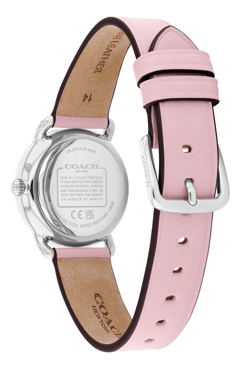 COACH Elliot Pink Leather Strap Watch, 28mm, Alternate, color, Blush