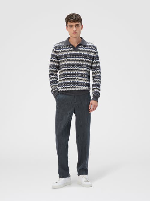 Missoni Long Sleeve Polo With V-neck And Zigzag Pattern In Multi