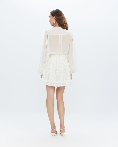 Theo The Label Atropos Windowpane Lace Banker Skirt In White