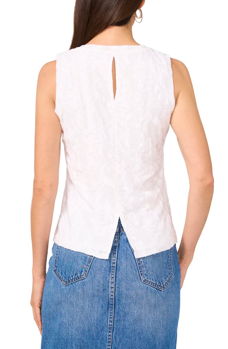 Vince Camuto Jacquard Cotton Blend Keyhole Tank, Alternate, color, Ultra White