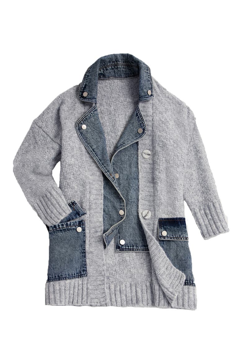 Denim Knit Cardigan, Alternate, color, BLUE GREY