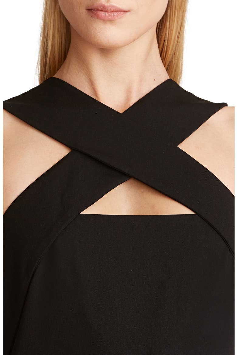 Andie Crossover Neck Cocktail Dress, Alternate, color, JET BLACK