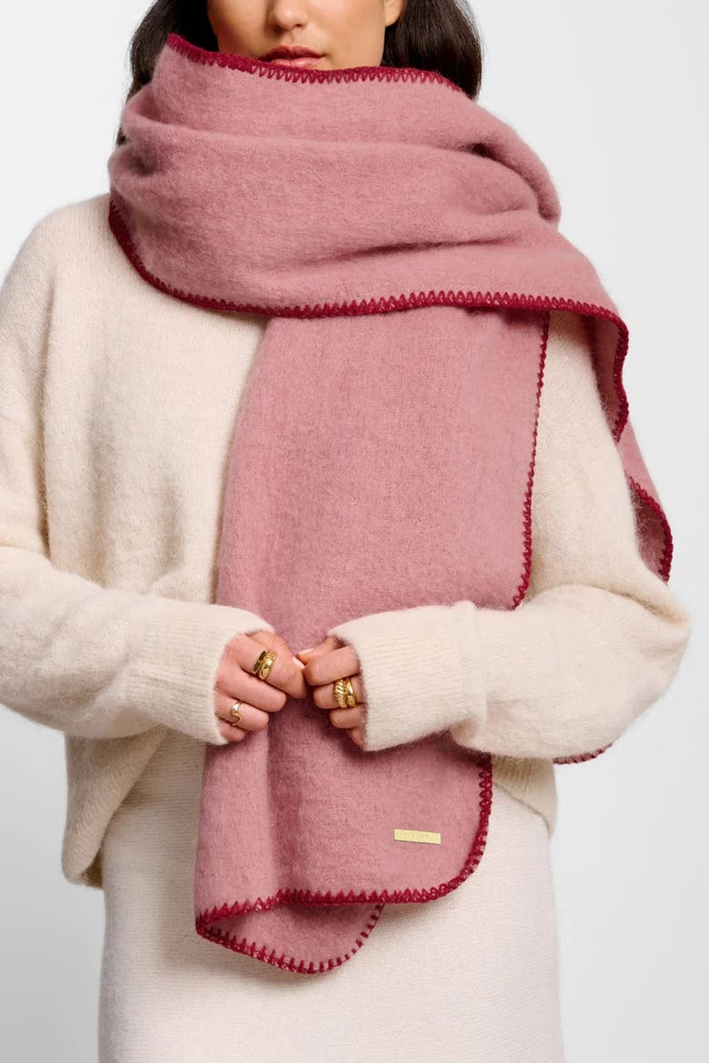 Whipstitch Scarf in Dusty Pink, Alternate, color, Dusty Pink