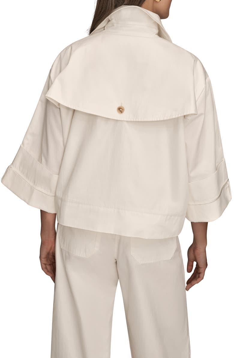 Donna Karan New York Button Front Cotton Twill Jacket, Alternate, color, Cream