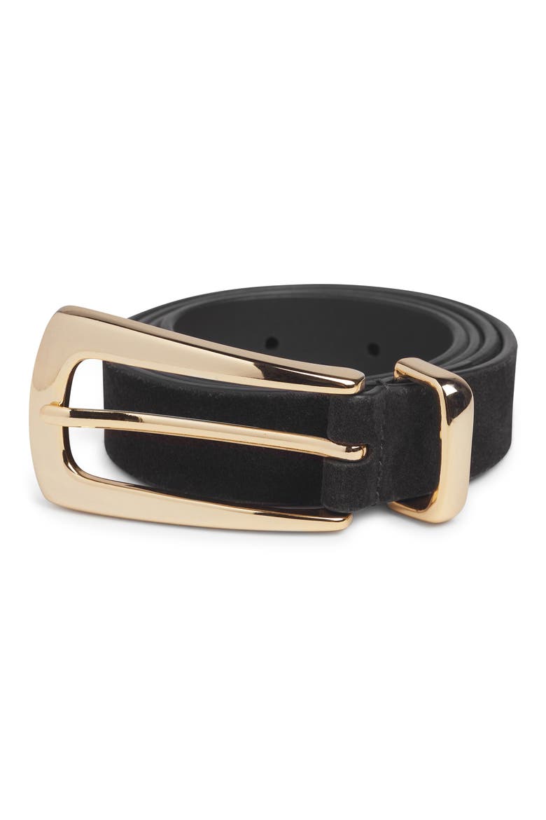 The Suede Statement Belt, Alternate, color, BLACK/ POLISHED GOLD