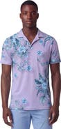 Lords of Harlech Mali Floral Lavender Mens Wool Johnny Collar Polo