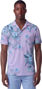 Lords of Harlech Mali Floral Lavender Mens Wool Johnny Collar Polo