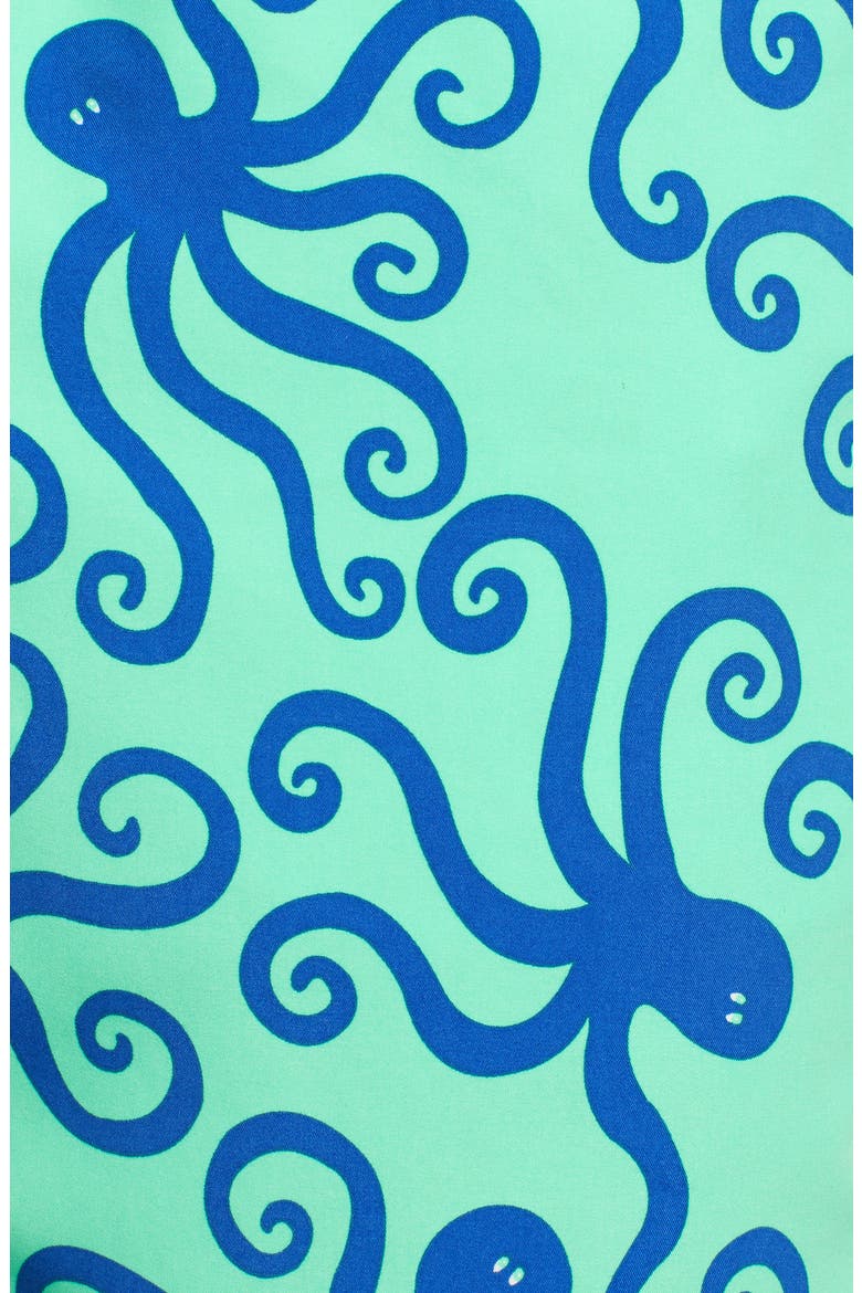 'Octopus Pattern' Swim Trunks, Alternate, color, GREEN/ BLUE