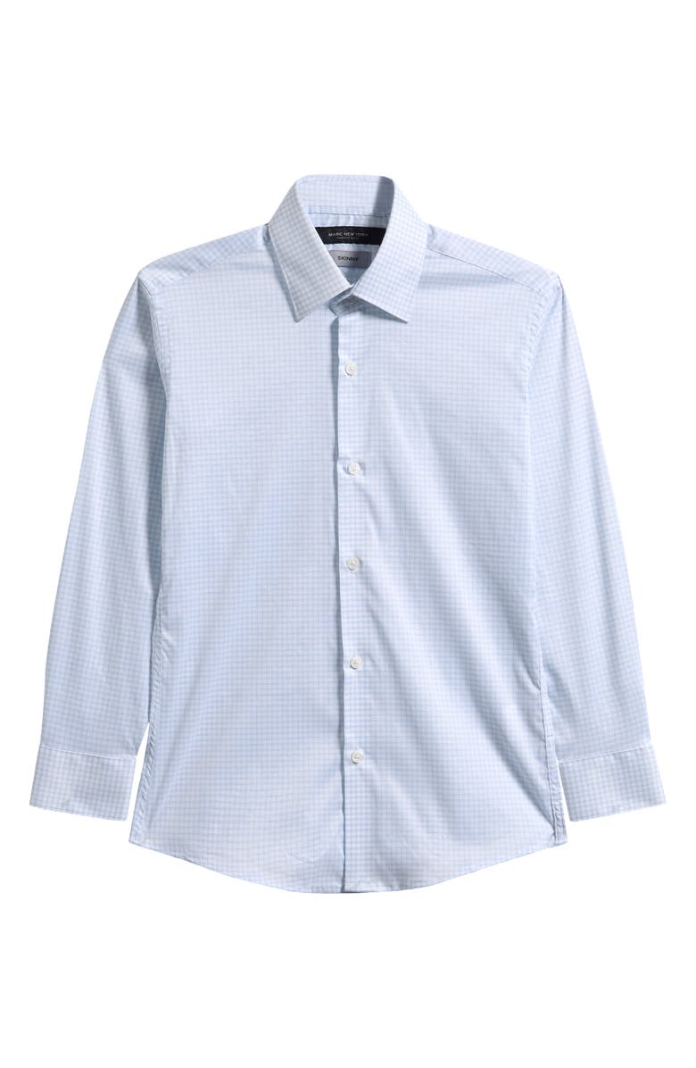 Andrew Marc Kids' Check Button-Up Shirt, Main, color, Light Blue