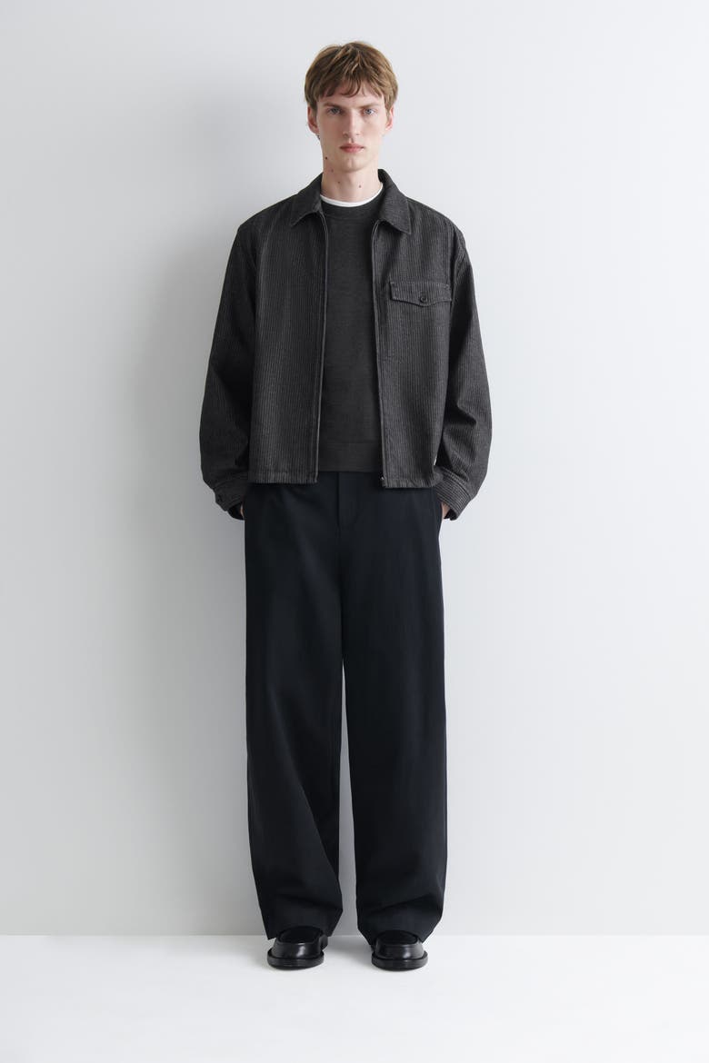 Pinstriped Denim Zip-Up Overshirt, Alternate, color, BLACK / PINSTRIPED