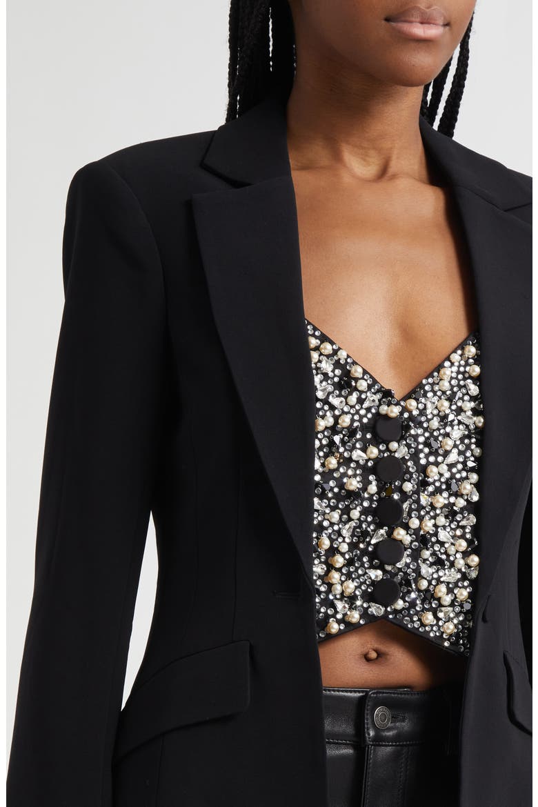 Cynthia Flare Sleeve Blazer, Alternate, color, BLACK