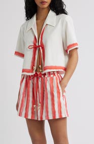 Kulani Kinis Cherry Glaze Short Sleeve Tie Front Shirt