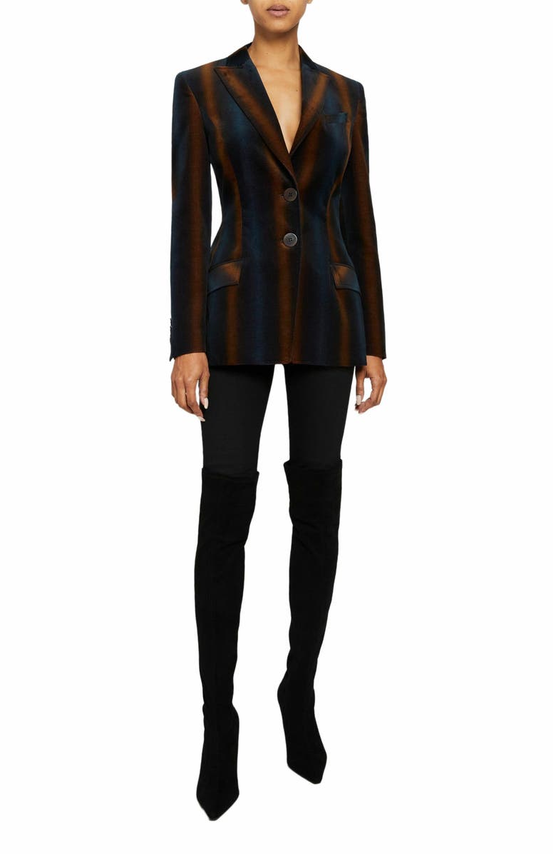 Santorelli ENRICA Double Button Blazer in Ombre Striped Velvet, Alternate, color, 