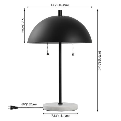 Jonathan Y Ella Dome Metal With Marble Base Led Table Lamp In Black