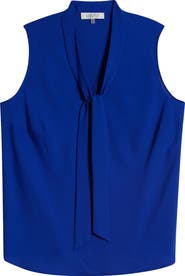 KASPER Sleeveless Tie Front Top