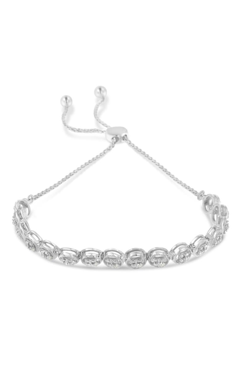 Haus of Brilliance Silver 1/10 Cttw Diamond Bolo Bracelet, Alternate, color, White
