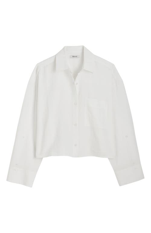 MADEWELL MADEWELL STRAIGHT HEM CROP LINEN & COTTON BUTTON-UP SHIRT