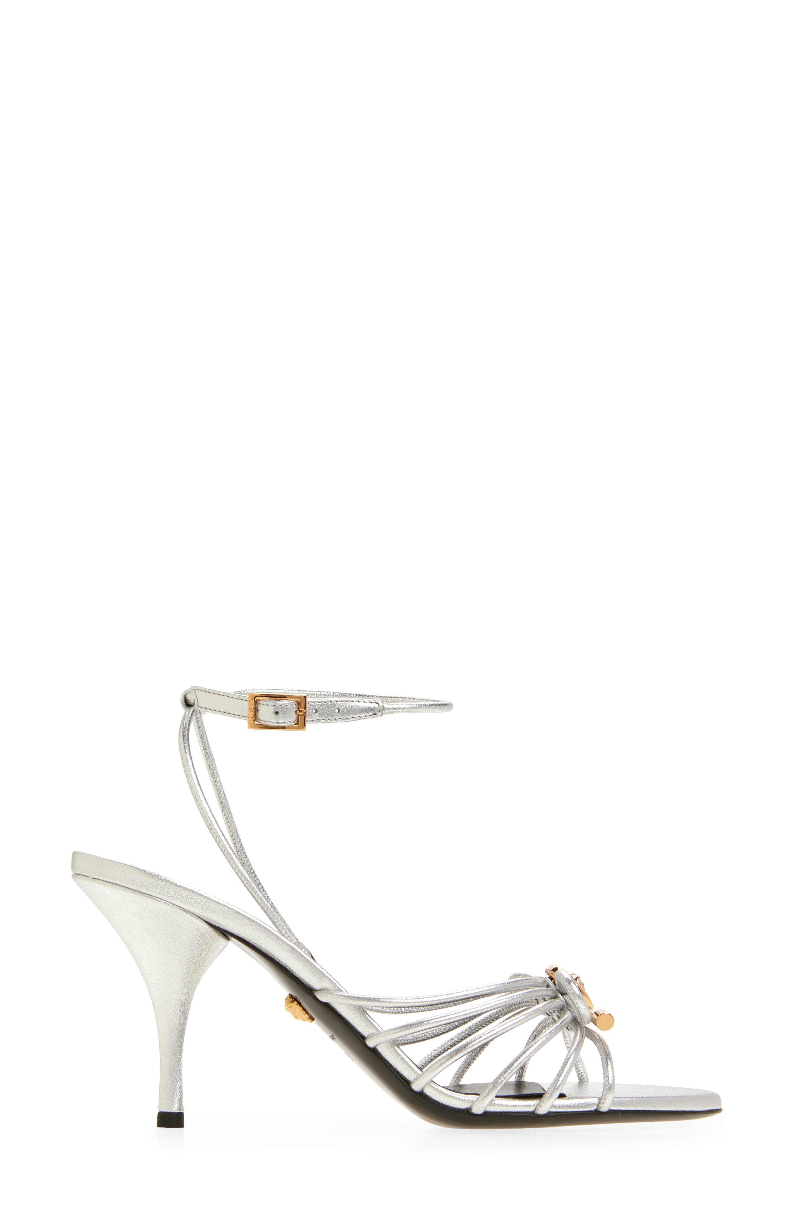 Opera Bow Strappy Ankle Strap Sandal, Alternate, color, SILVER-VERSACE GOLD