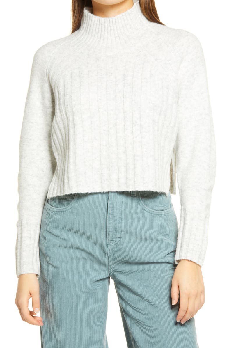 Topshop Rib Crop Turtleneck Sweater, Main, color,