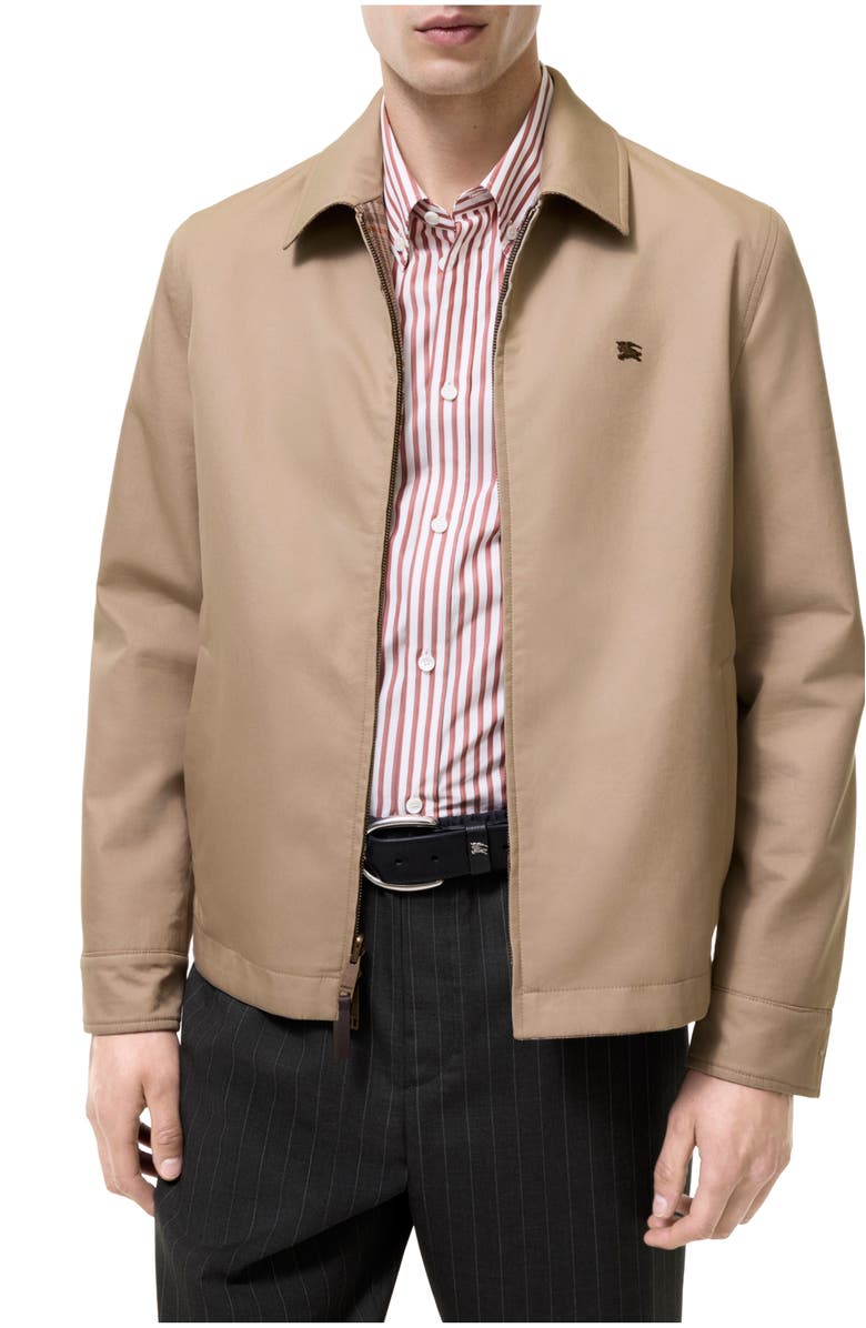Burberry Reversible Tropical Gabardine Bloomsbury Harrington Jacket, Main, color, Honey Beige