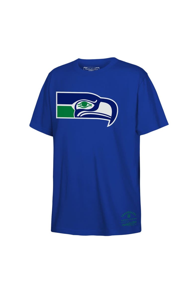 Youth Mitchell & Ness Royal Seattle Seahawks Retro Logo T-Shirt, Main, color, Royal