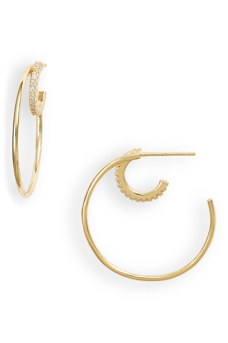 Double Hoop Earrings, Main, color, GOLD