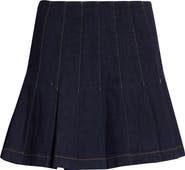 Alice + Olivia Carter Pleated Denim Miniskirt