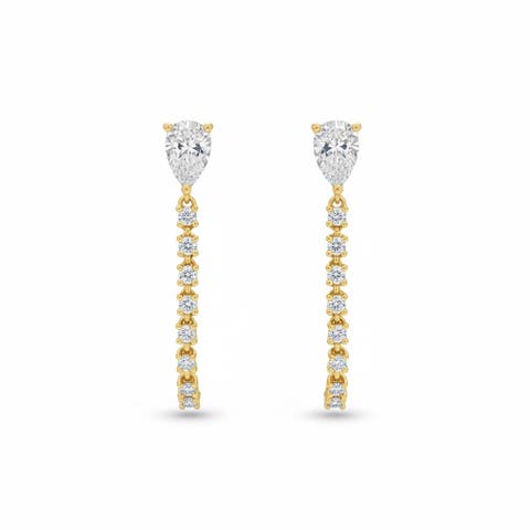 Lab Grown Diamond Double Pear Tennis Stud Earring 14K