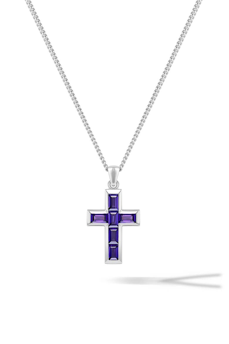 Cubic Zirconia Cross Pendant Necklace, Main, color, PURPLE