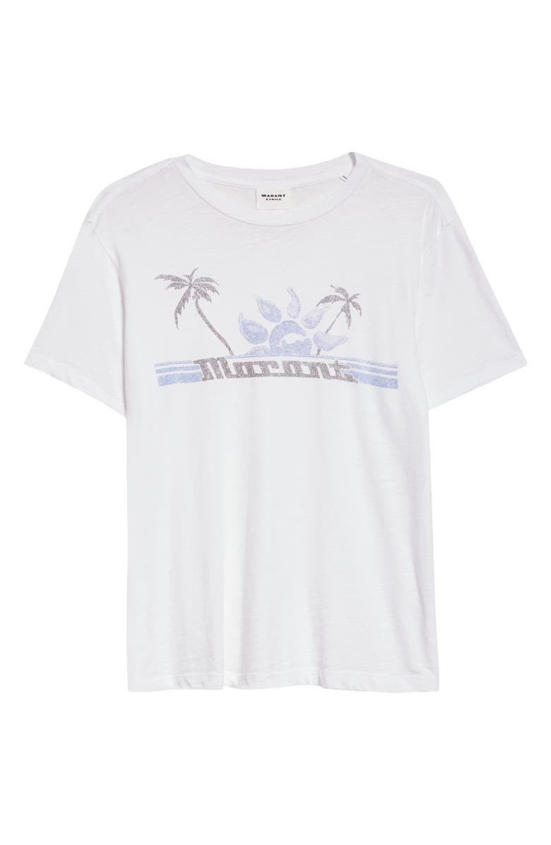 Isabel Marant Étoile Zewel Oversize Cotton Graphic T-Shirt, Alternate, color, White/ Blue
