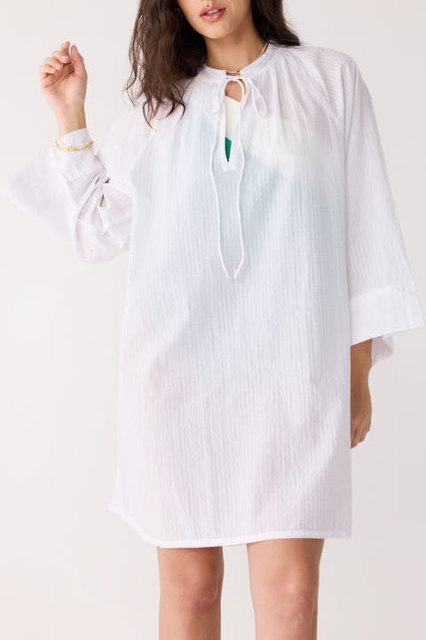 Relaxed-fit Beach Cover-up with Front Tie Detail