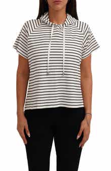 CYRUS Stripe Rib Short Sleeve Hoodie