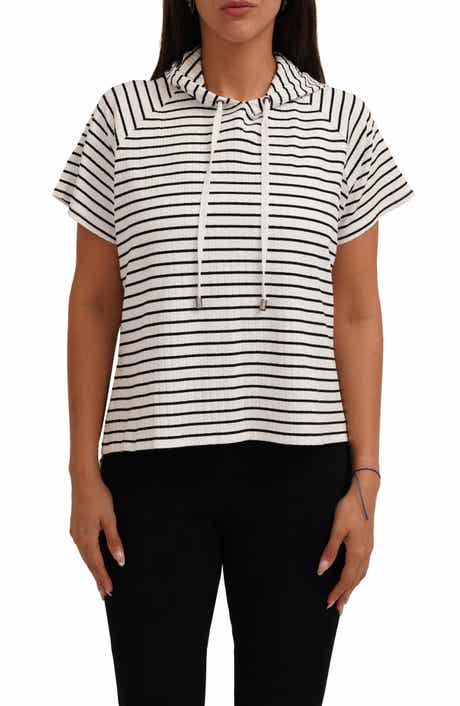 CYRUS Stripe Rib Short Sleeve Hoodie