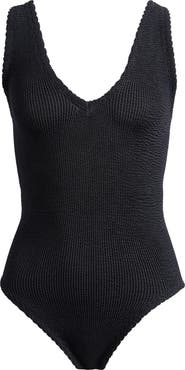 Hunza G Sadie V-Neck One-Piece Swimsuit
