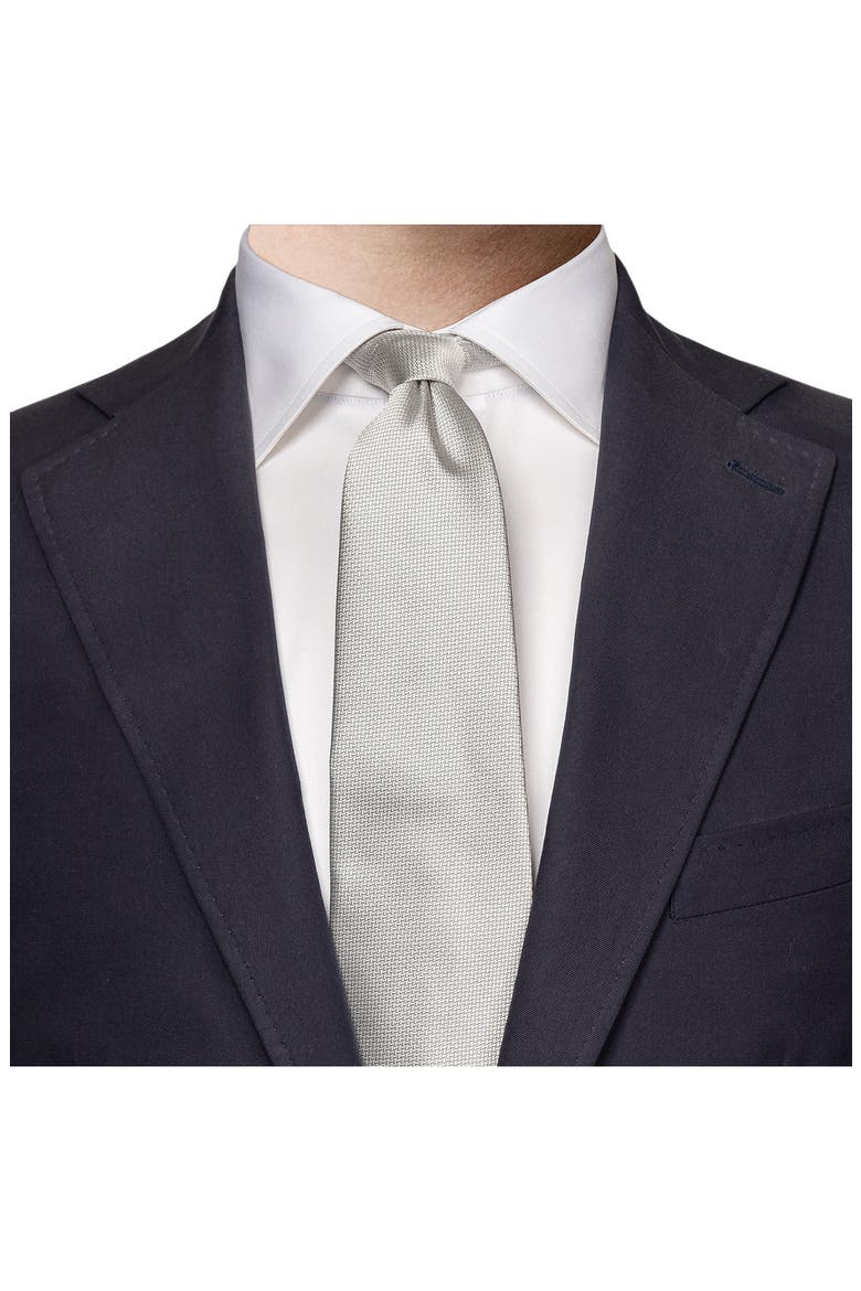 Solid Herringbone Silk Tie, Alternate, color, SILVER