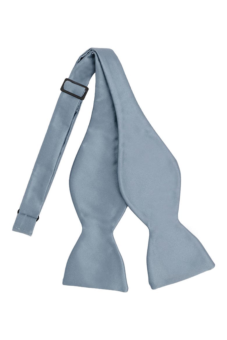 Men's Solid Satin Bow Tie, Alternate, color, DUSTY BLUE