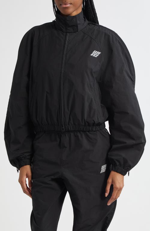 Alexander Wang Zip Sleeve Oversize Crop Track Jacket In Black